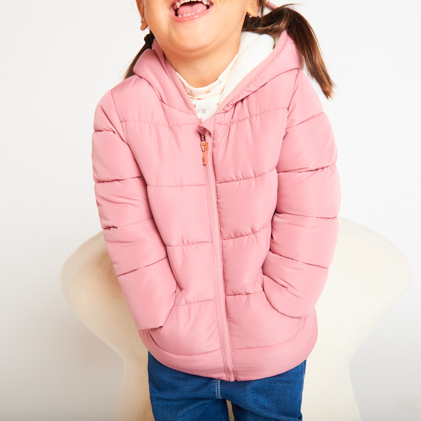 Plumífero con forro interior micropolar para bebé niña 