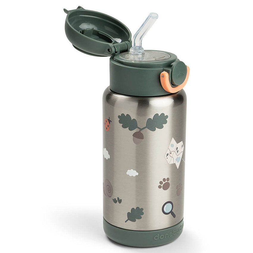 Botella térmica con pajita 340ml Tiny Trails - verde 