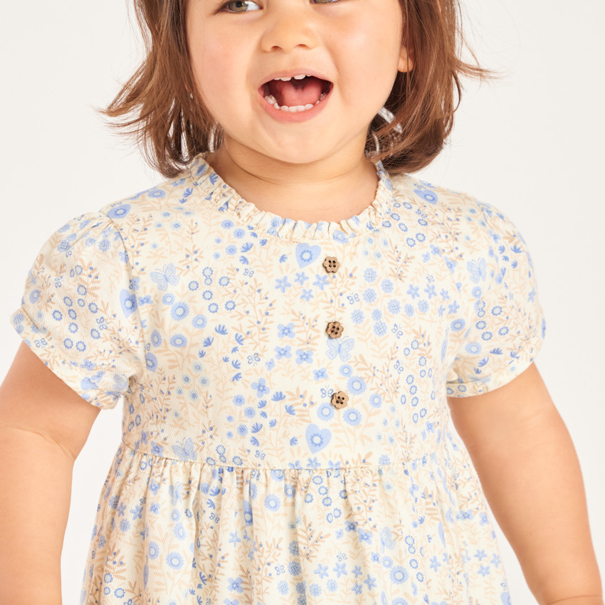 Vestido de manga corta con estampado floral para bebé niña 