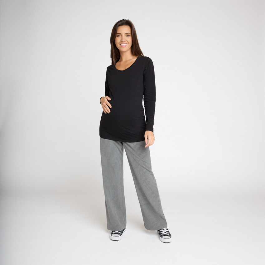 Pantalón ancho de embarazo con banda alta 