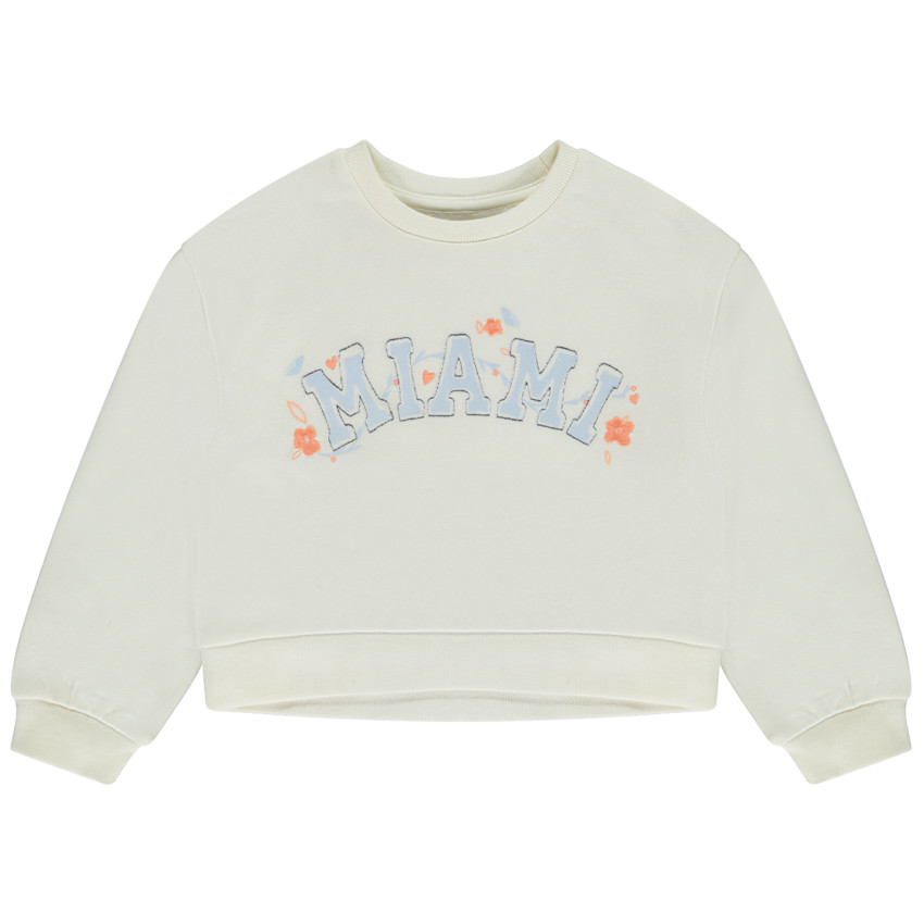 Sudadera crop top oversize estampado Miami para niña 