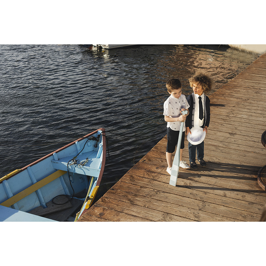 Camisa manga corta cuello mao 