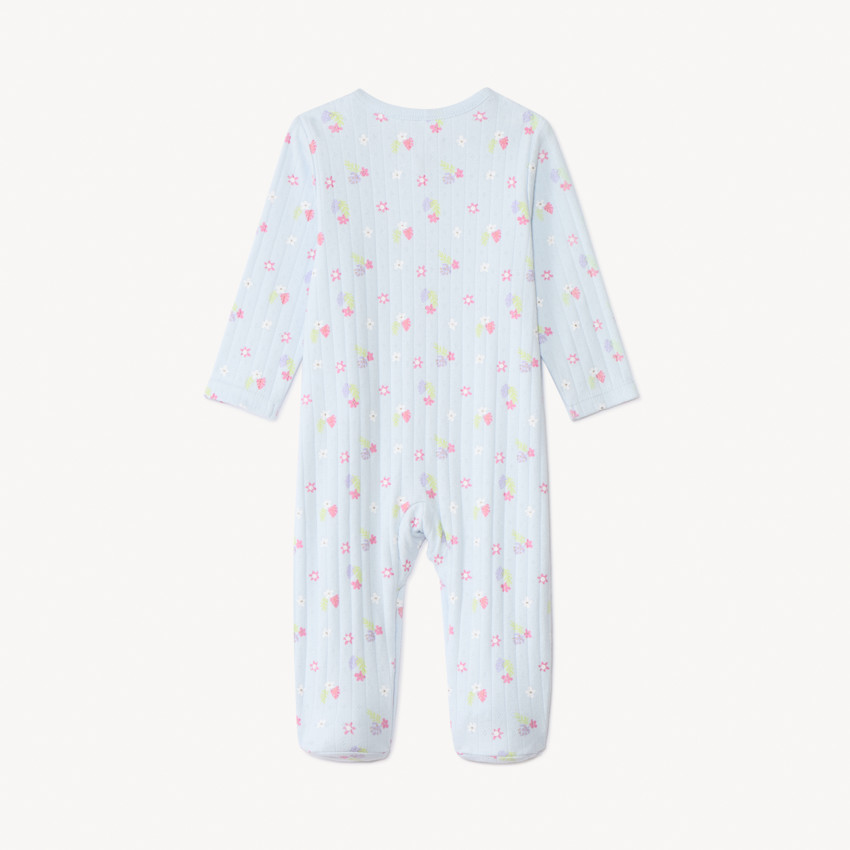 Conjunto pelele y babero con flores para bebé niña con aperturas según la edad 