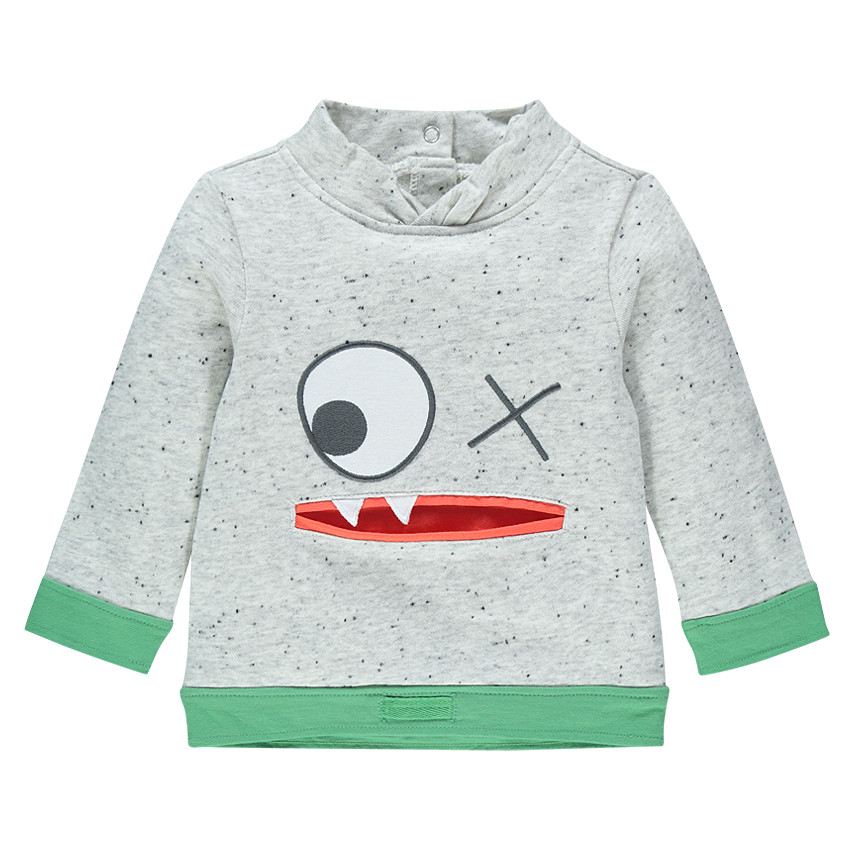 Sudadera efecto neps de felpa con monstros con bordado 