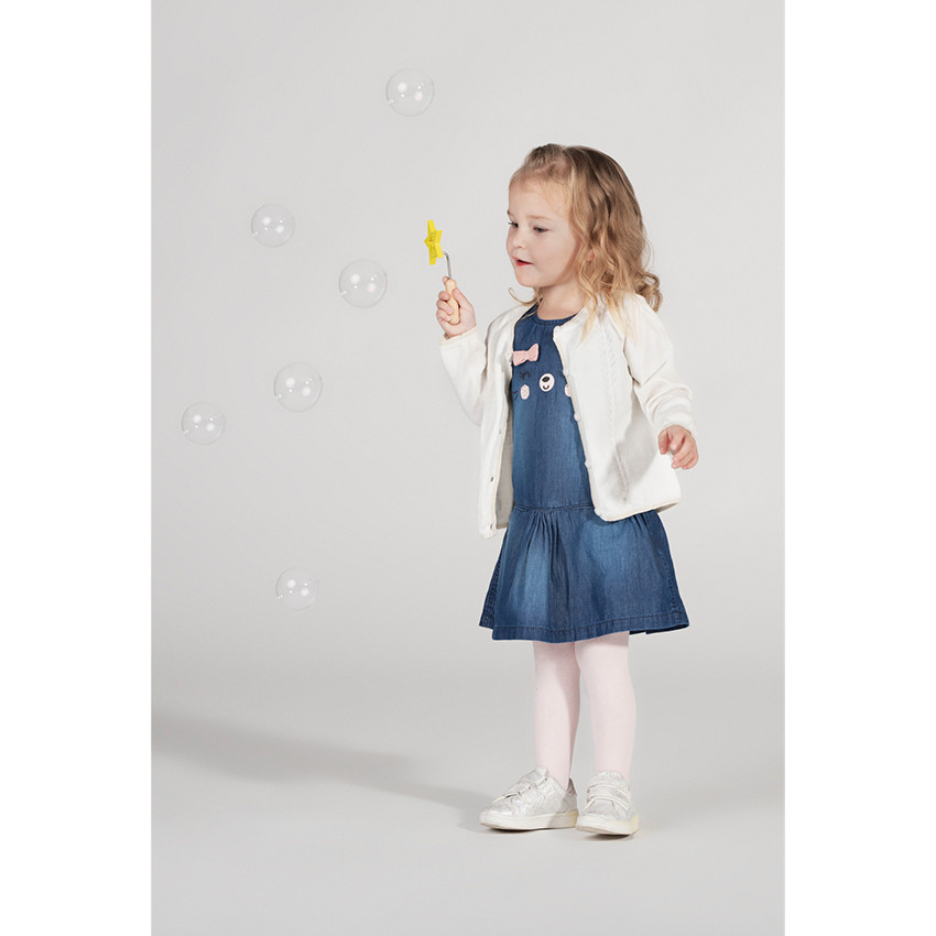 Vestido con efecto vaquero de manga corta con volantes y detalles bordados  Additional Vestido con efecto vaquero de manga corta con volantes y detalles bordados