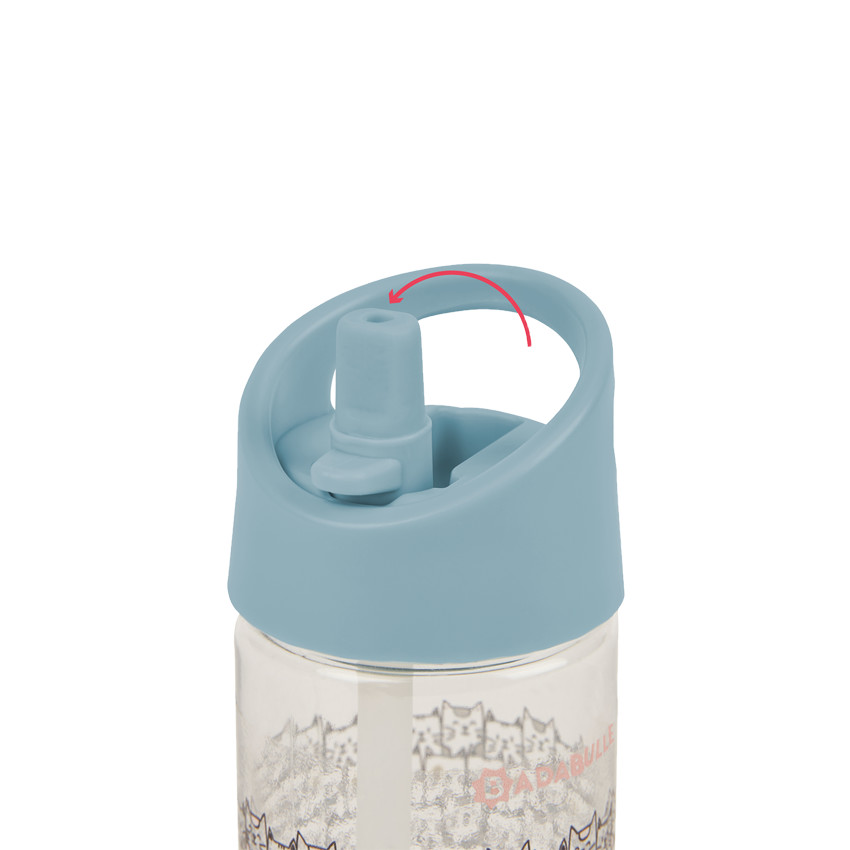 Botella con pajita estampada de gatos 