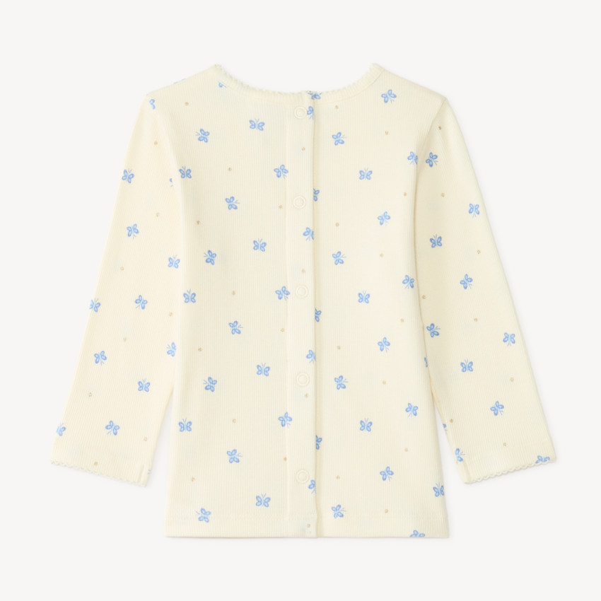 Conjunto de 2 piezas, peto y camiseta de manga larga con estampado de mariposas para niña bebé. 