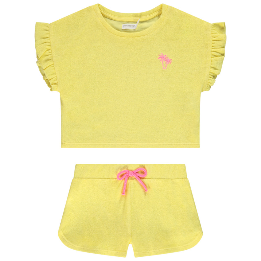 Conjunto de 2 piezas de camiseta y short de felpa para niña 