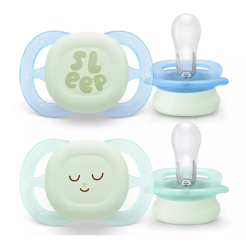 Sucette Ultra Start-Nuit 0-2m Vert/Bleu 2pcs 