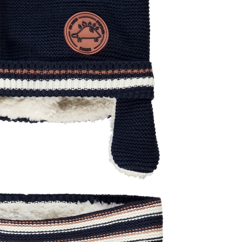 Conjunto de gorro y bufanda a rayas para bebé niño 