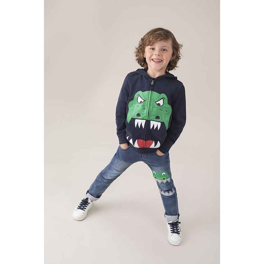 Chaqueta con capucha con cremallera y estampado de dinosaurio 