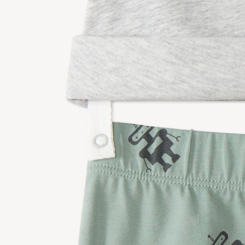 Pijama de 2 piezas largo para bebé niño con motivo de robot (Acabados diferentes según la edad) 
