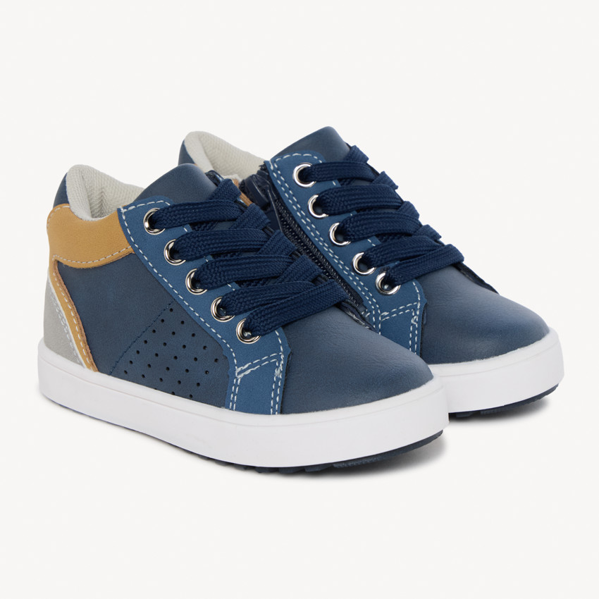 Botines bajos con cordones y cremallera para bebé niño 