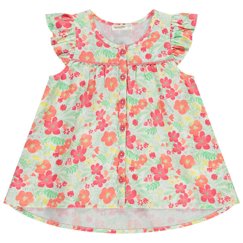 Túnica manga corta estampado floral para niña 