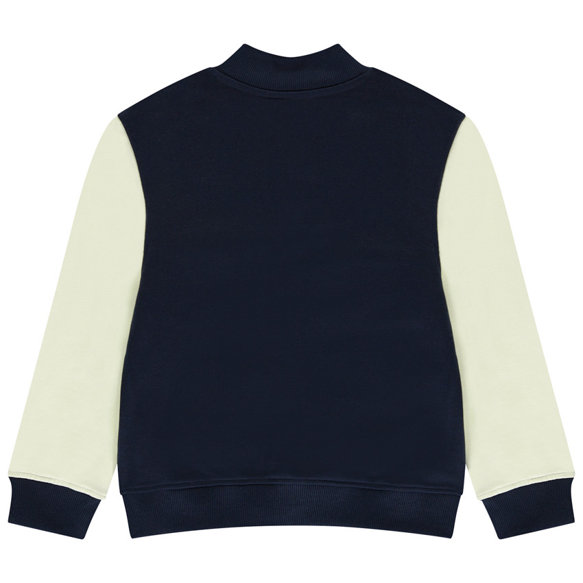 Chaqueta de felpa bordada con cuello Teddy efecto colorblock para niño 