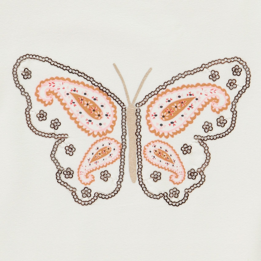 Camiseta de manga corta con mariposa de lentejuelas para niña 