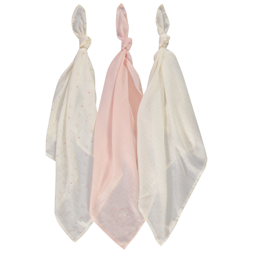 Lote de 3 langes de tetra con estampados para bebé niña 