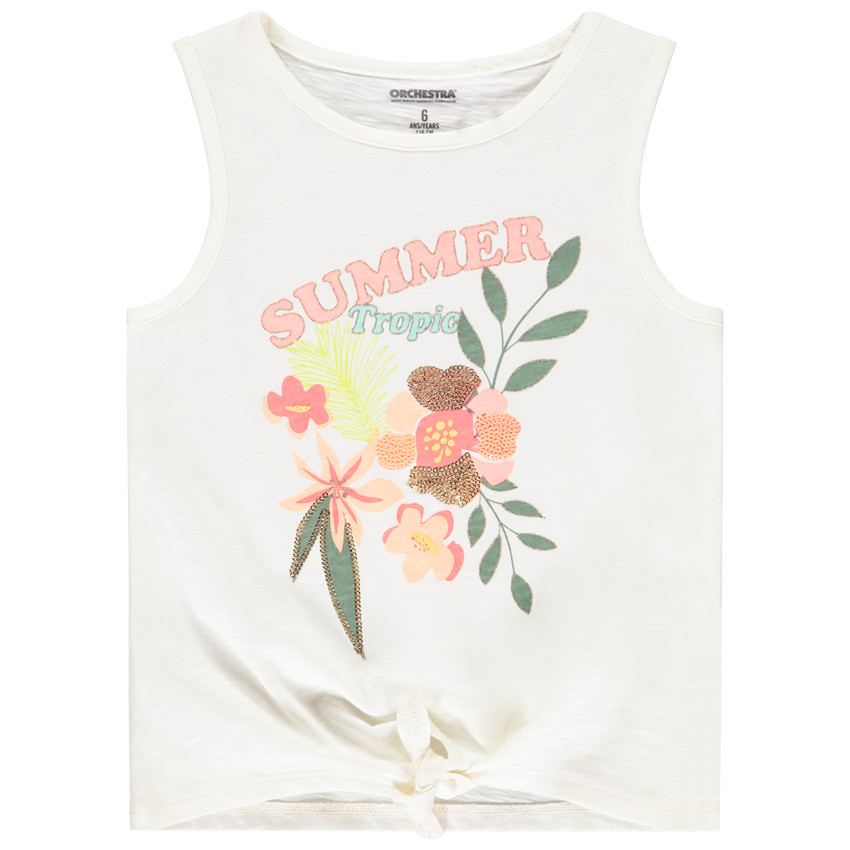 Camiseta sin mangas con efecto nudo y lentejuelas para niña 