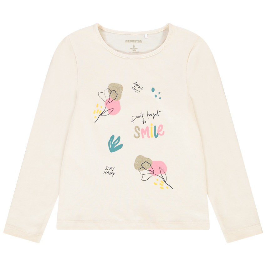 T-shirt manches longues en jersey print fantaisie pour fille Main T-shirt manches longues en jersey print fantaisie pour fille