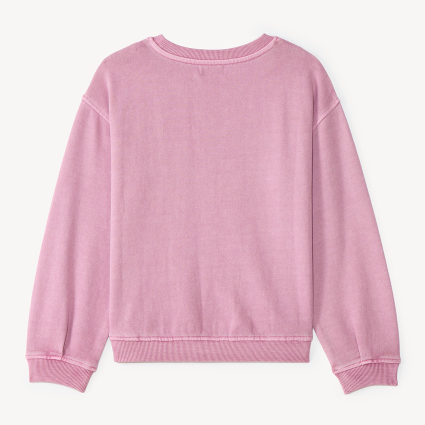 Sudadera oversize para niña en rosa lavado. 