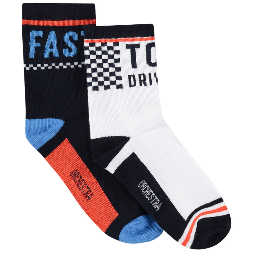 Juego de 2 pares de calcetines variados con dameros de jacquard 