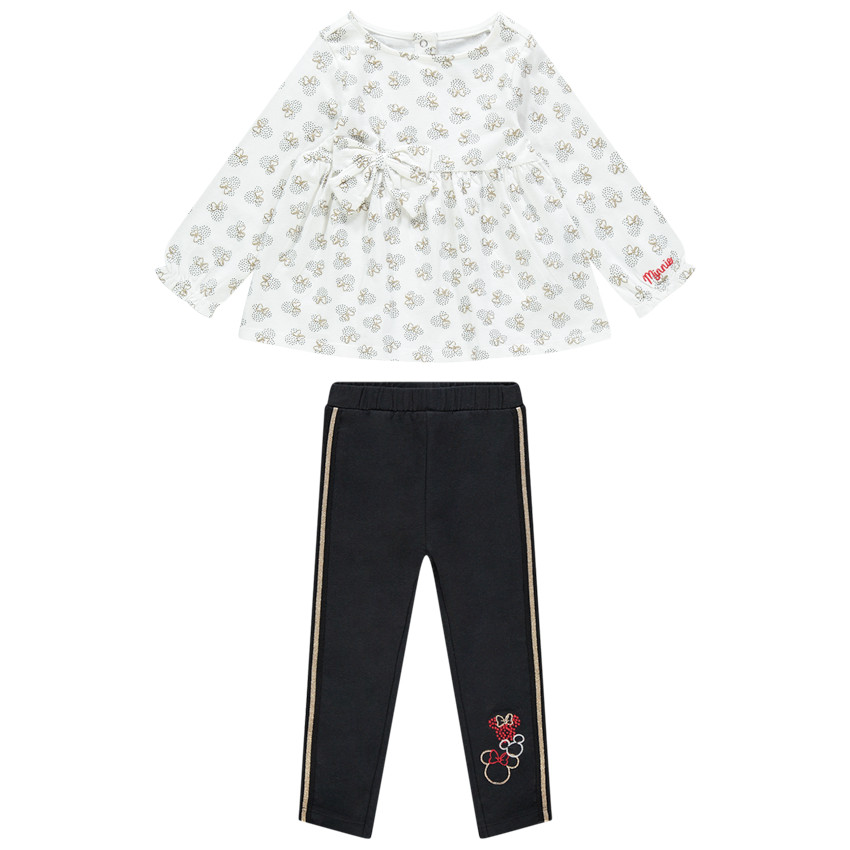 Ensemble avec tunique imprimée Minnie Disney et legging à bandes 