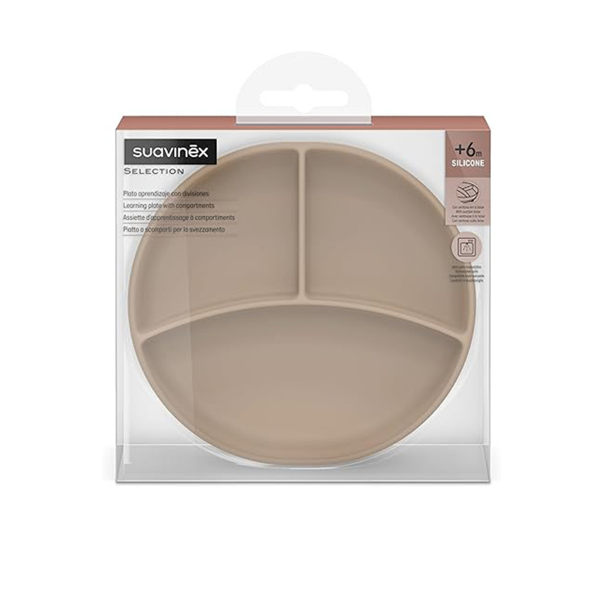 Plato aprendizaje de silicona con divisiones y ventosa Colour Essence beige 