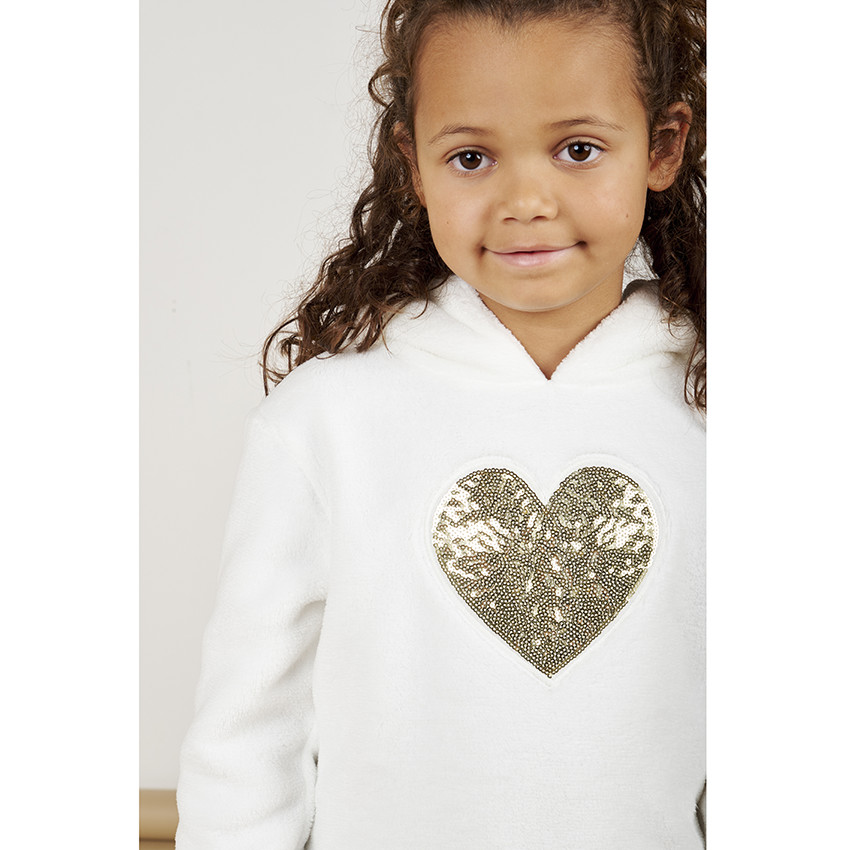 Sudadera polar con corazón de lentejuela para niña 