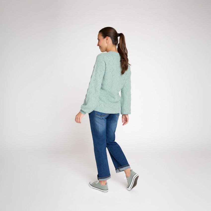 Pull manches longues en tricot jeu de point pour femme 