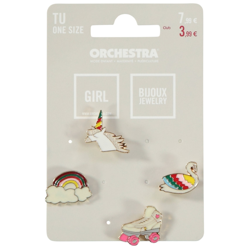 Pack de 4 pins de fantasía para niña 