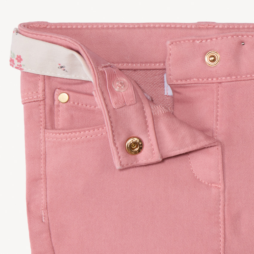 Pantalón vaquero recto con cinturón floral para atar para bebé niña 