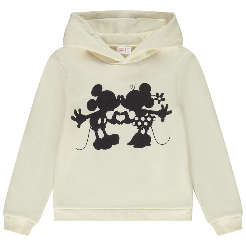 Sudadera de felpa con capucha estampada de Mickey y Minnie para niña 