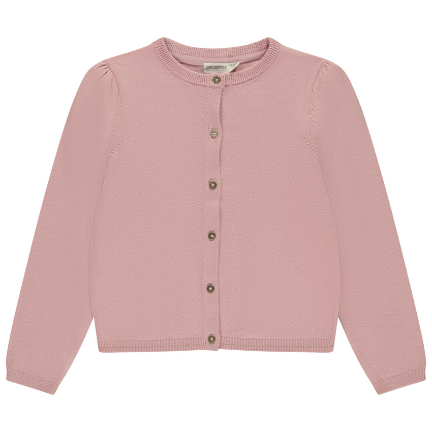 Chaqueta de punto lisa con botones con purpurina para niña 