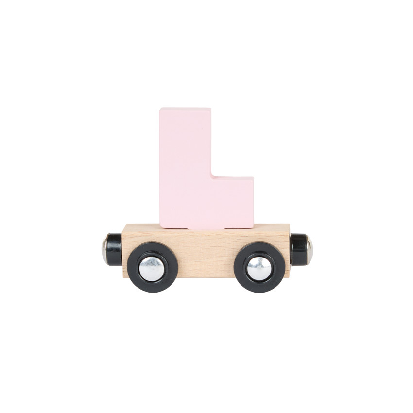 Wagon de madera letra "L" - rosa claro 
