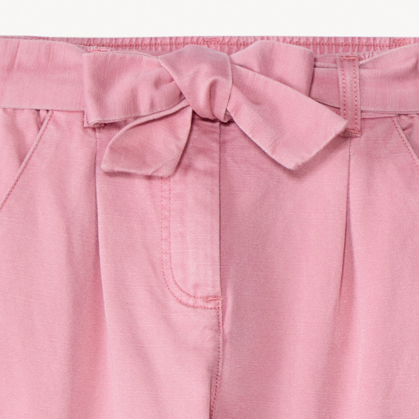 Pantalón cargo de twill liso con cinturón para niña 
