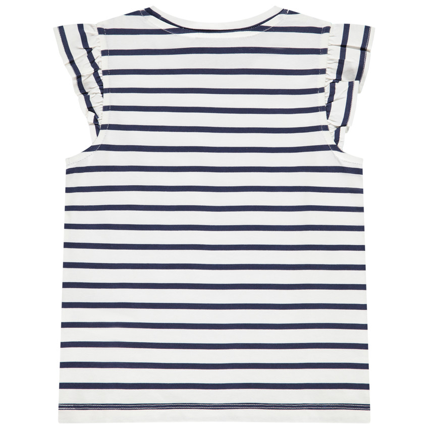 Camiseta de manga corta a rayas y estampada niña 