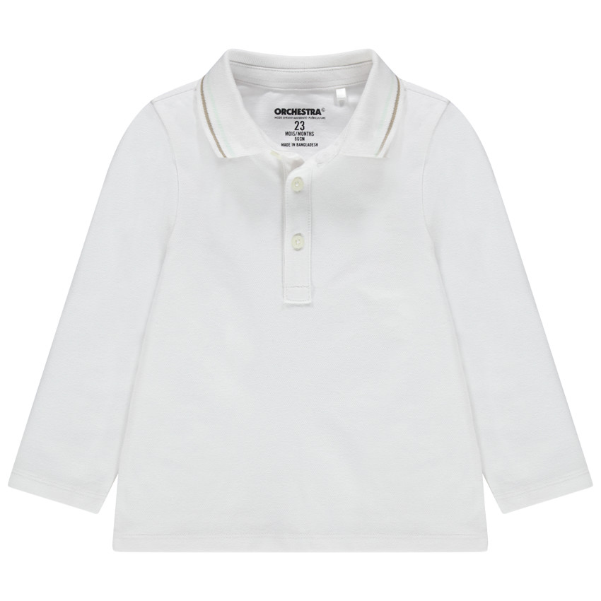 Polo de manga larga de algodón ecológico liso 