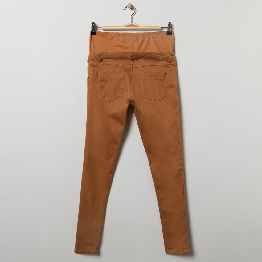Pantalones para embarazada en twill con banda alta 