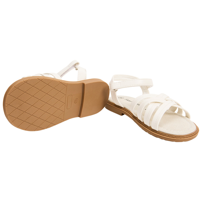 Sandalias blancas con tiras cruzadas para niña 