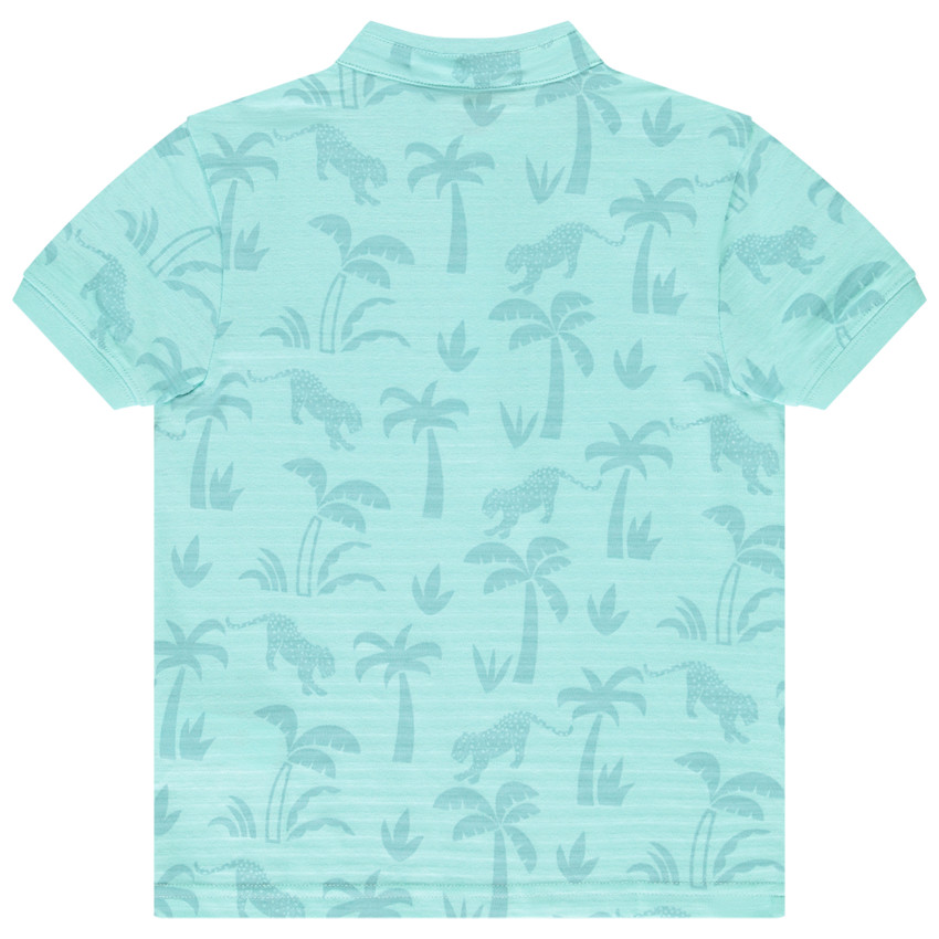 Polo de manga corta estampado de palmeras y leopardos para niño 