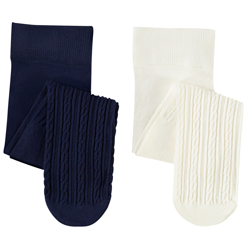 Pack de 2 pares de leotardos gruesos trenzados para bebé niña 