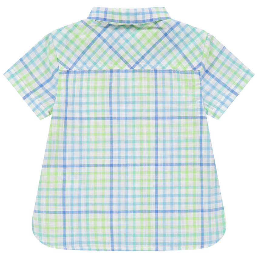Chemise manches courtes à carreaux et poche 