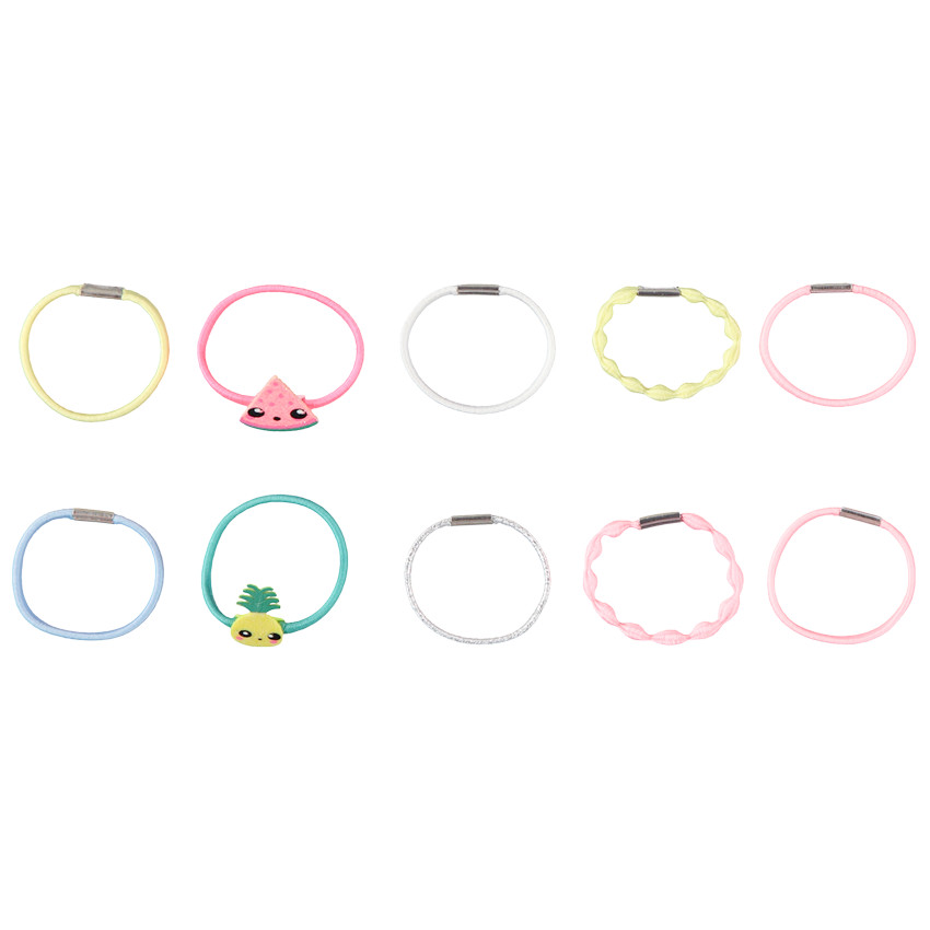 Lote de 10 elásticos multicolores y fantasía para niña 