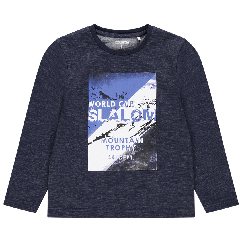 Camiseta de manga larga de punto con paisaje estampado 