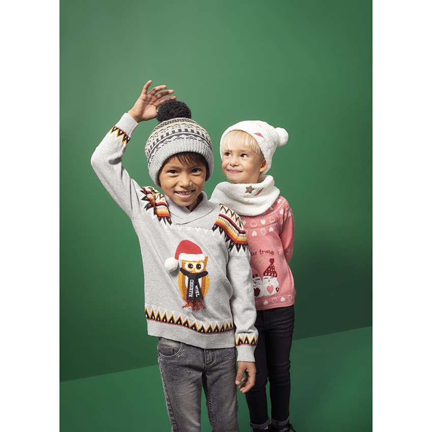 Conjunto con estampado con forro y gorro de snood 