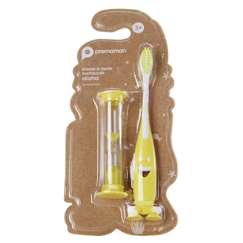 Cepillo de dientes Aloha 2.0 con reloj de arena amarillo 