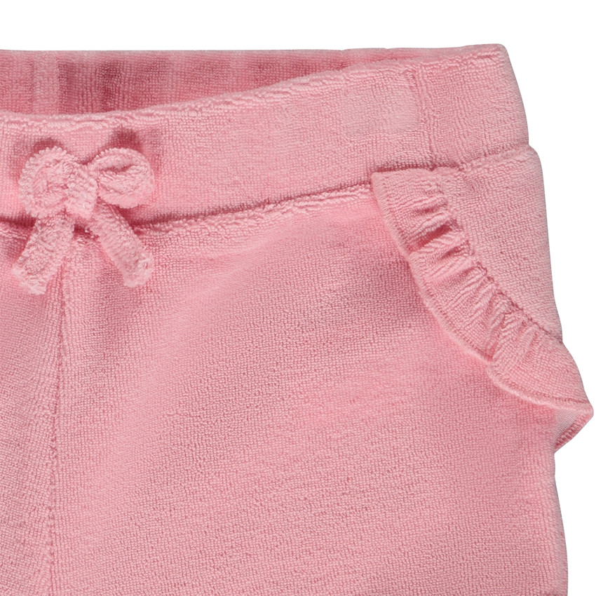 Short liso de rizo con volantes y lazo para bebé niña 
