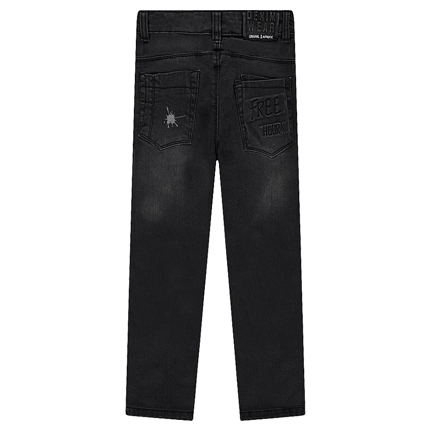 Júnior - Vaqueros de efecto usado y arrugado con zonas desgastadas y manchas de pintura 