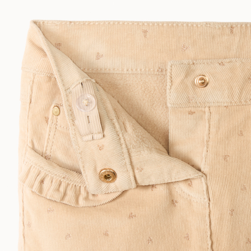 Pantalón de terciopelo con forro e estampado de corazones para bebé niña 