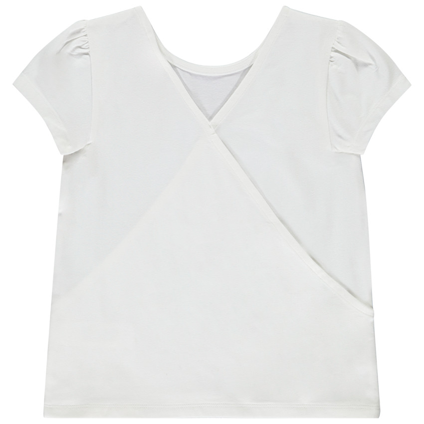 Camiseta de manga corta con lentejuelas y espalda cruzada para niña 